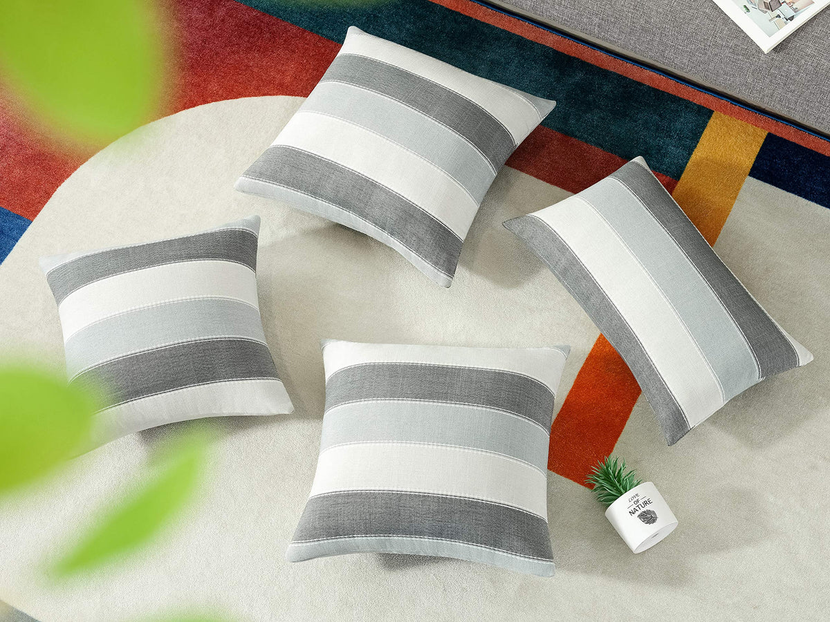2 Pair Stripe Check Throw Pillow Covers 18x18Inch