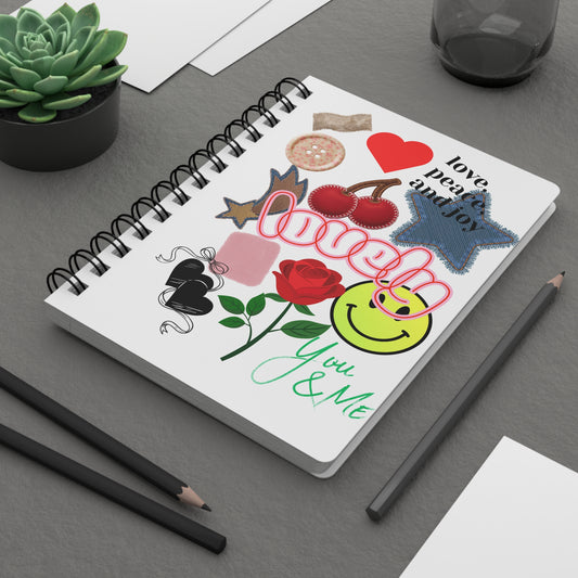 Valentine's Patchwork Sticker Collage Journal | Retro Icons, Rose & Smile